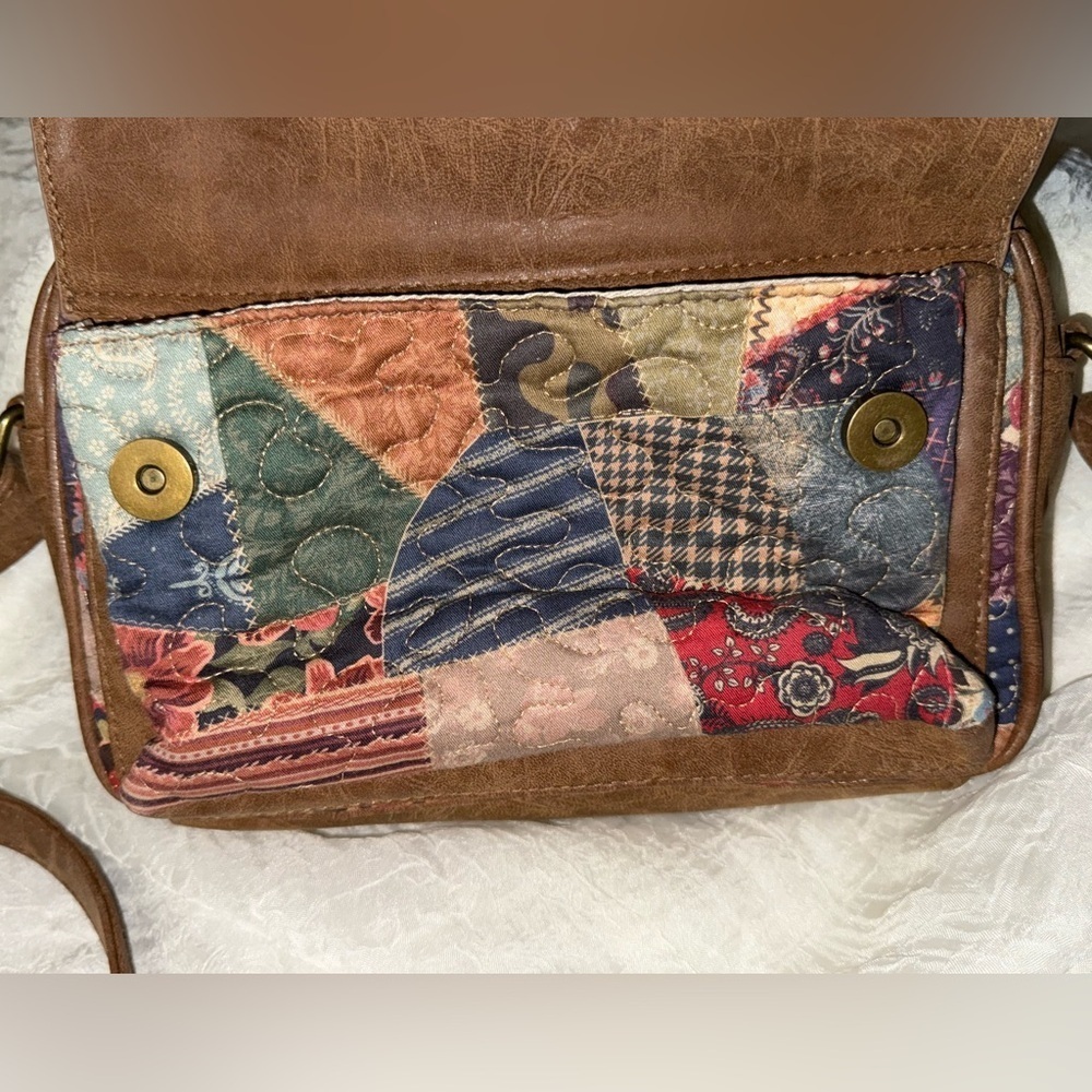 Brown Leather Crossbody Bag with Transparent Panel - Picture 3 of 5